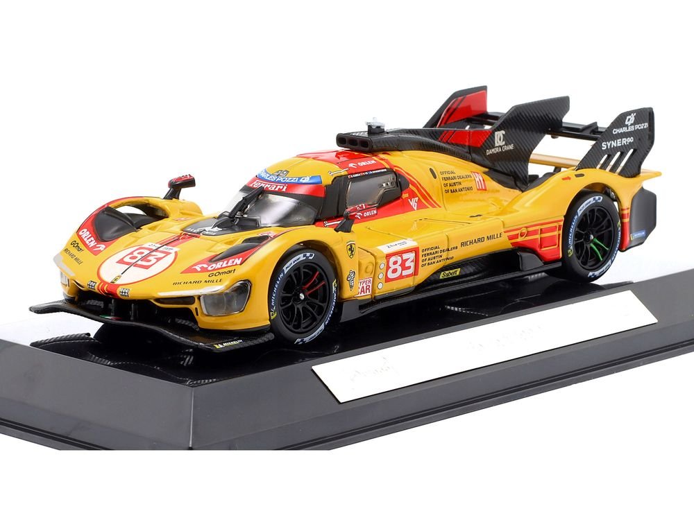 Ferrari 499P #83 Robert Kubica - Robert Shwartzman - Yifei Ye "24 Hours of Le Mans" (2024) "Racing" Series 1/43 Diecast Model Car by Bburago view 2