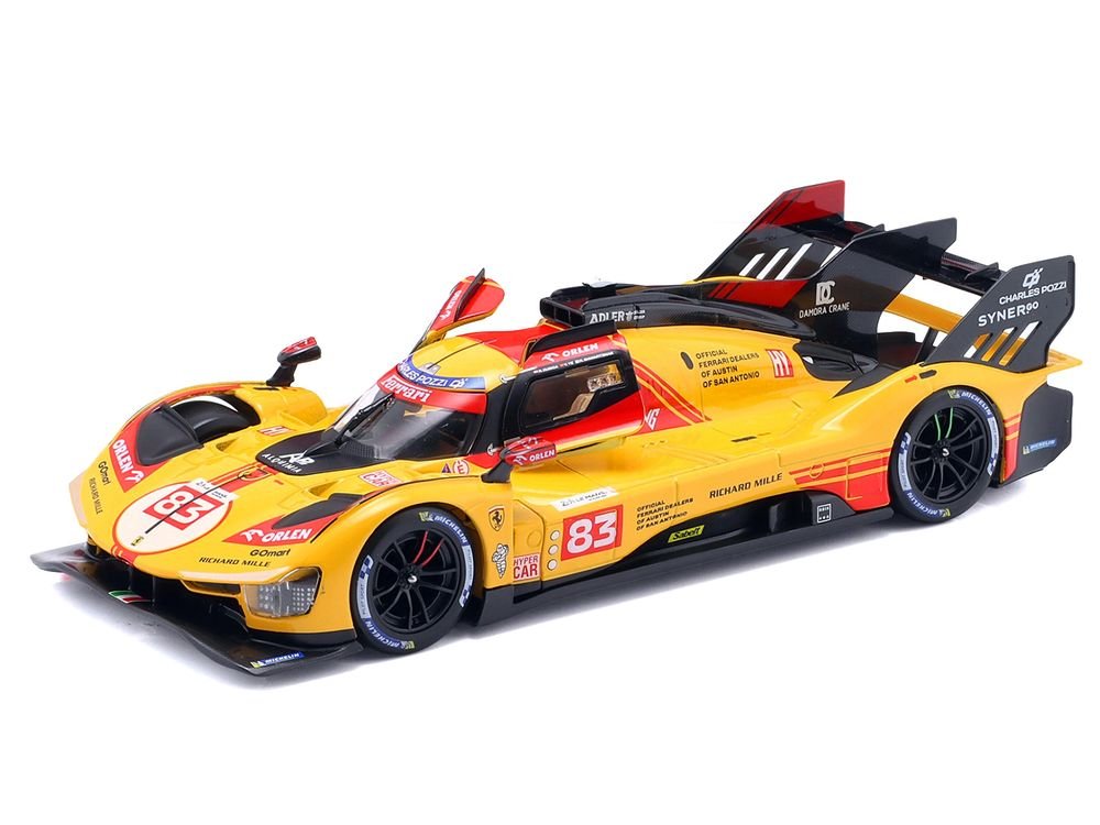 Ferrari 499P #83 Robert Kubica - Robert Shwartzman - Yifei Ye "24 Hours of Le Mans" (2024) "Racing" Series  1/24 Diecast Model Car by Bburago view 2