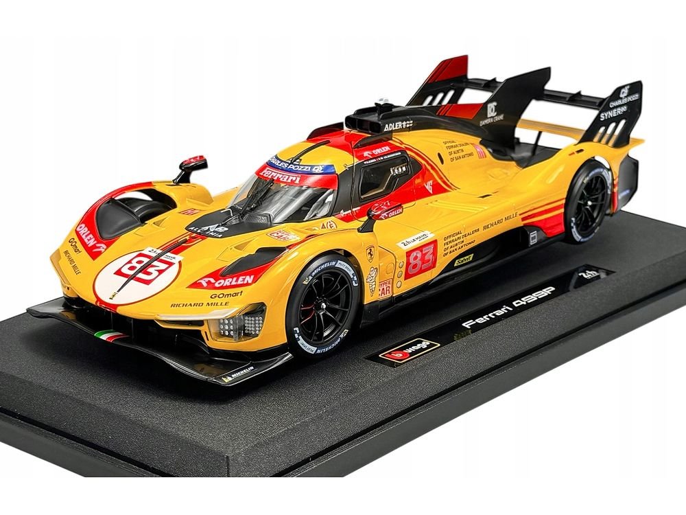 Ferrari 499P #83 Robert Kubica - Robert Shwartzman - Yifei Ye "24 Hours of Le Mans" (2024) "Racing" Series  1/24 Diecast Model Car by Bburago view 5