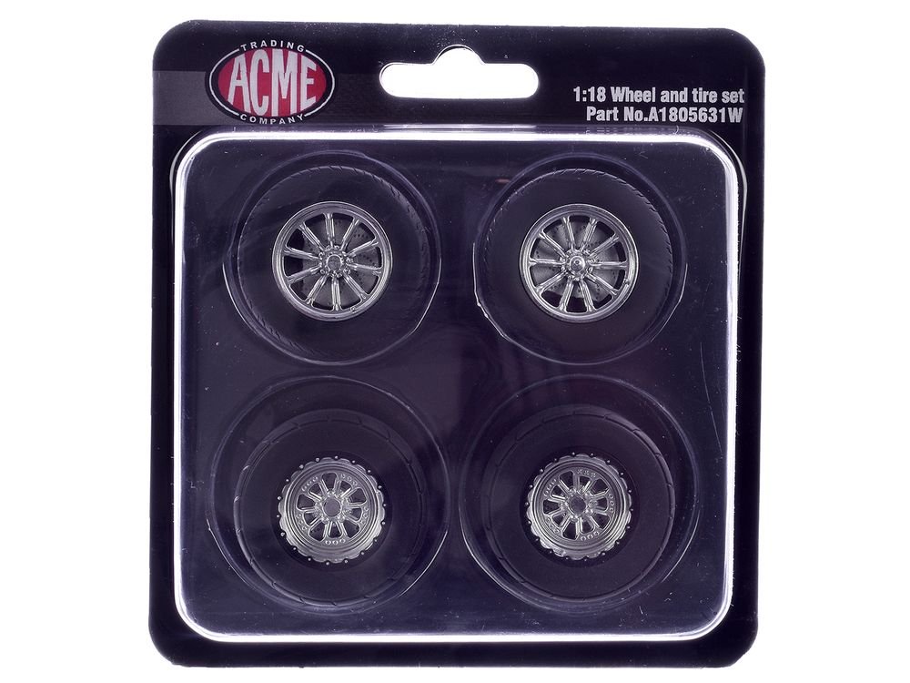 Drag Wheel and Tire Set of 4 pieces from "1970 Oldsmobile 442 W30 W-Machine" for 1/18 Scale Model by Acme view 3