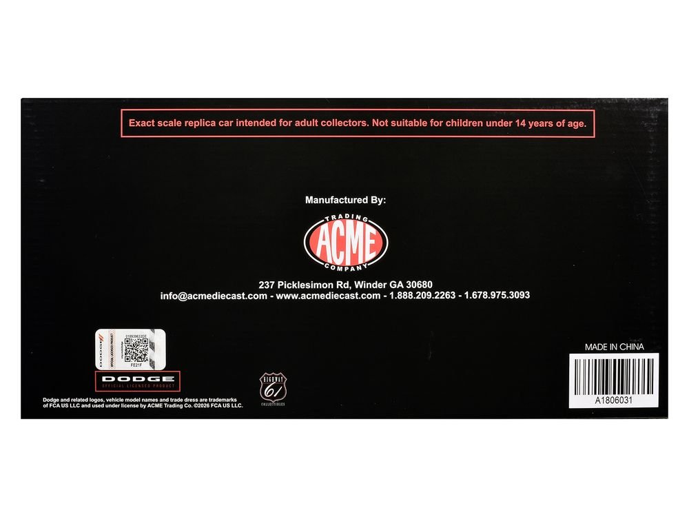 1970 Dodge Challenger "Boycott - 'Dandy' Dick Landy" White with Black and Red Stripes and Graphics Limited Edition to 500 pieces Worldwide 1/18 Diecast Model Car by ACME view 4