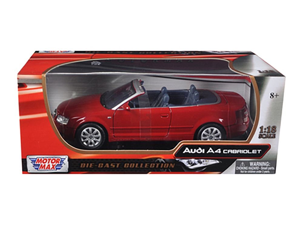 Audi A4 Red Convertible 1/18 Diecast Model Car by Motormax view 3