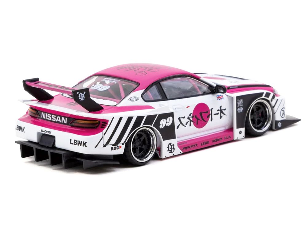 Nissan Silvia (S15) LB-Super Silhouette RHD (Right Hand Drive) #99 "Auto Finesse" White with Pink Top and Graphics "Hobby43" Series 1/43 Diecast Model Car by Tarmac Works view 4