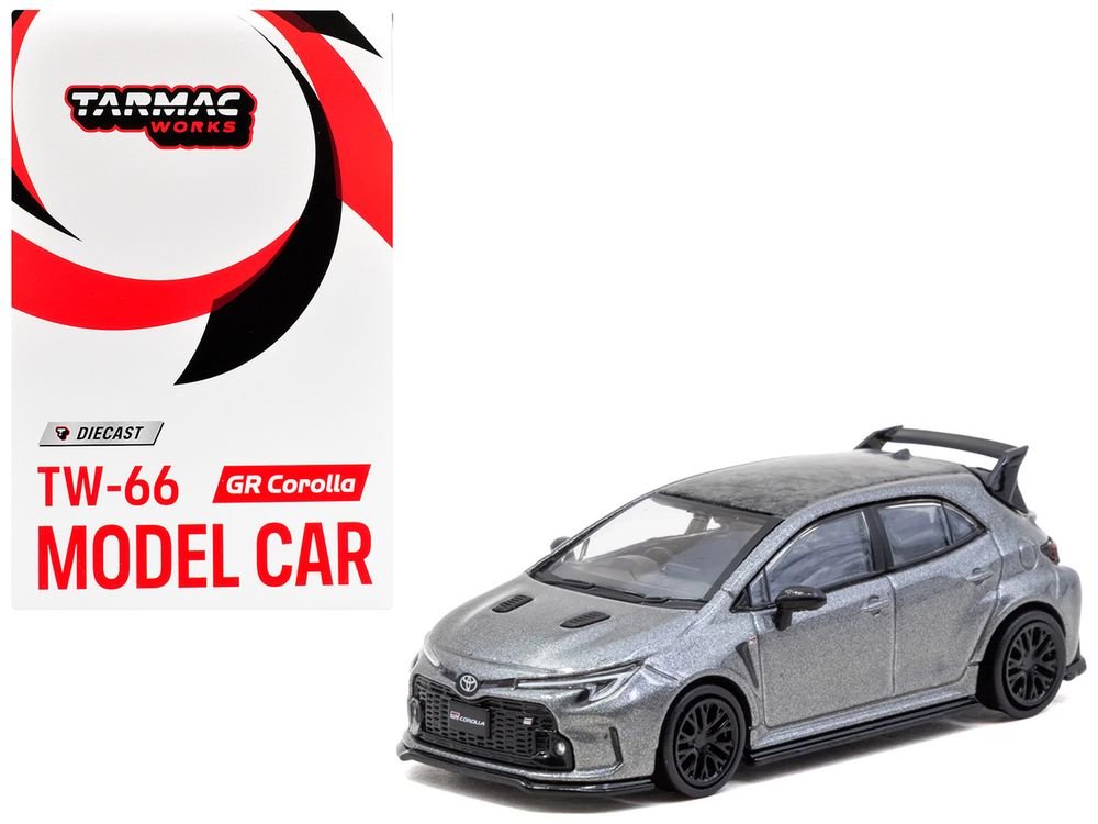 Toyota GR Corolla RHD (Right Hand Drive) Gray Metallic with Metal Oil Can Packaging "Global64" Series 1/64 Diecast Model Car by Tarmac Works