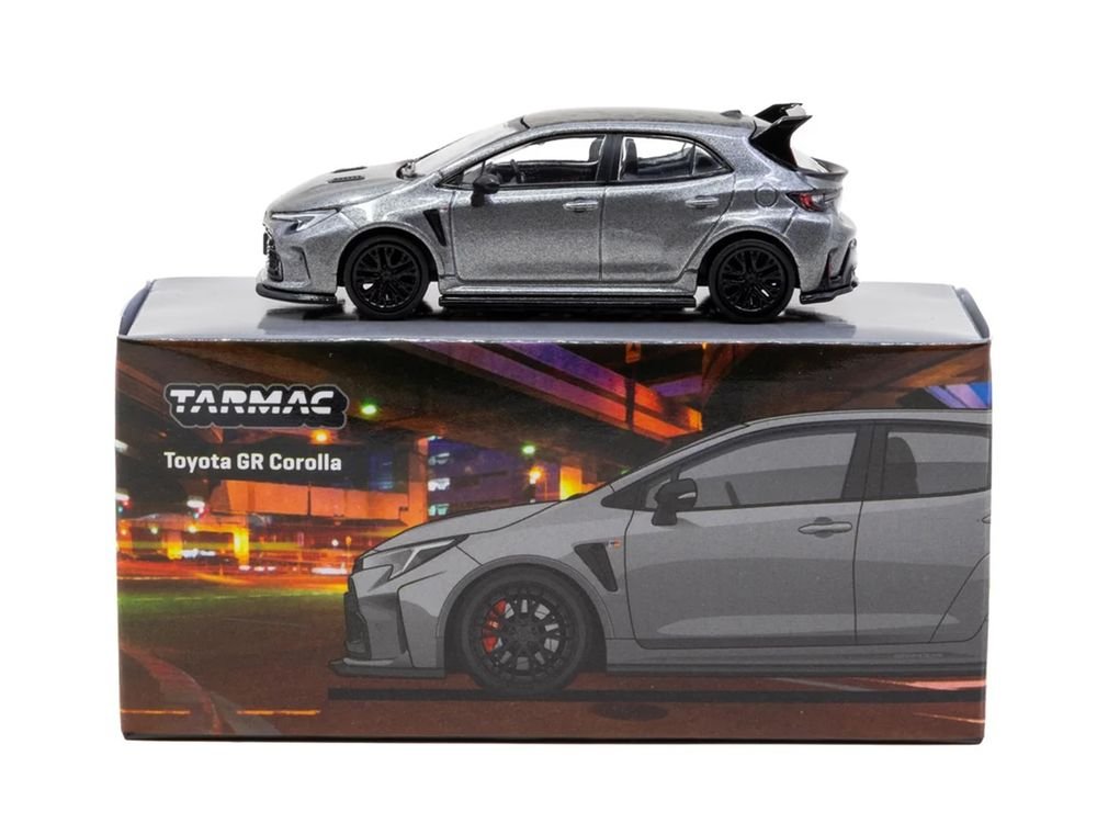 Toyota GR Corolla RHD (Right Hand Drive) Gray Metallic with Metal Oil Can Packaging "Global64" Series 1/64 Diecast Model Car by Tarmac Works view 4