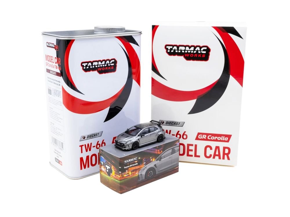 Toyota GR Corolla RHD (Right Hand Drive) Gray Metallic with Metal Oil Can Packaging "Global64" Series 1/64 Diecast Model Car by Tarmac Works view 5