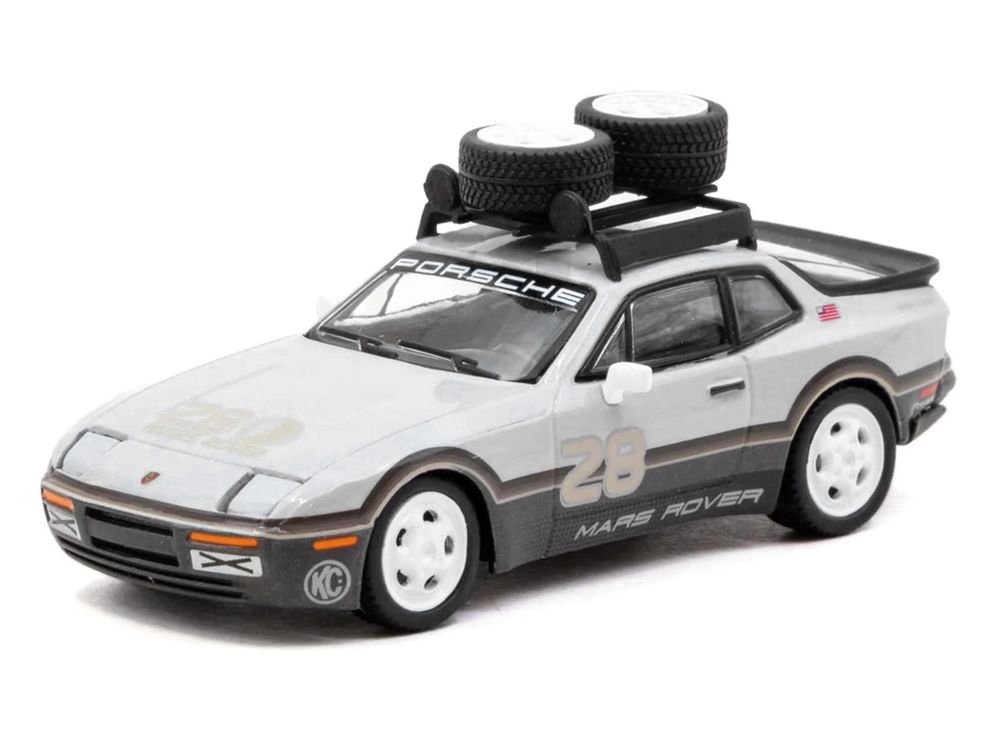 Porsche "GRAMS28 Mars Rover" 944 #28 Gray and Brown with Roof Rack "Collab64" Series 1/64 Diecast Model Car by Schuco & Tarmac Works view 2