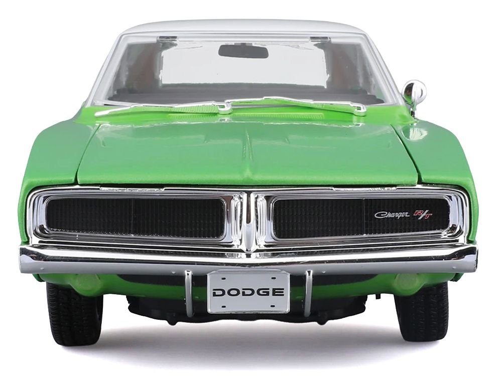 1969 Dodge Charger R/T Green Metallic with White Top and Tail Stripe "Special Edition" Series 1/18 Diecast Model Car by Maisto view 4