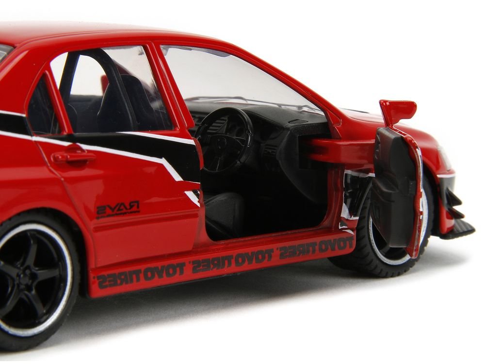 Mitsubishi Lancer Evolution IX Red with Graphics "The Fast and the Furious: Tokyo Drift" (2006) Movie "Fast & Furious" Series 1/32 Diecast Model Car by Jada view 3