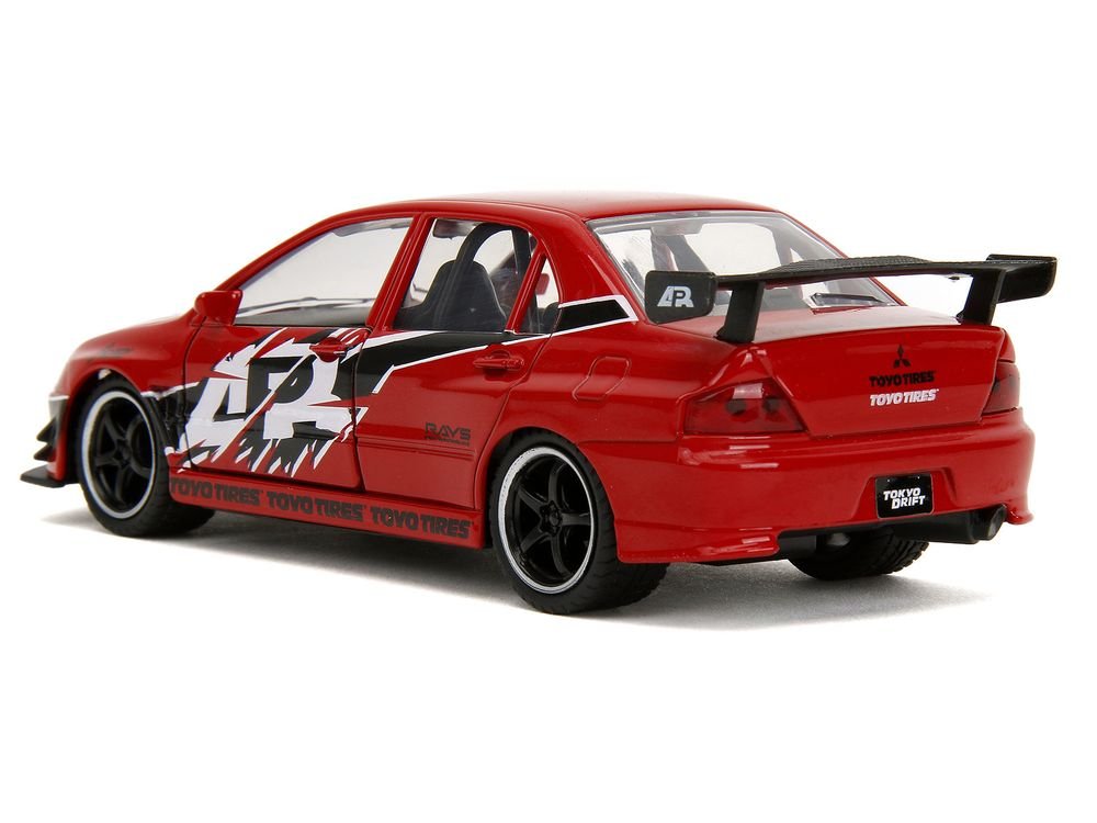 Mitsubishi Lancer Evolution IX Red with Graphics "The Fast and the Furious: Tokyo Drift" (2006) Movie "Fast & Furious" Series 1/32 Diecast Model Car by Jada view 5