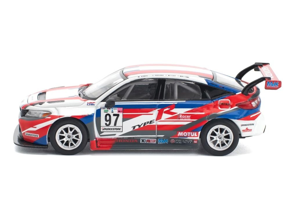 Honda Civic Type R TCR #97 "M&K Racing" White with Blue and Red Graphics 1/64 Diecast Model Car by Pop Race view 4