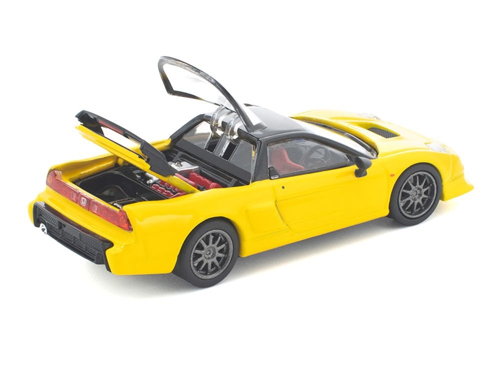 Honda NSX-R RHD (Right Hand Drive) Custom Yellow with Black Top 1/64 Diecast Model Car by Pop Race view 2