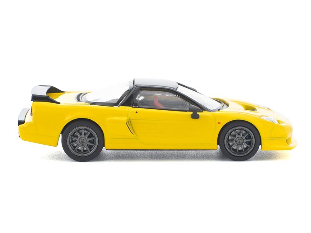 Honda NSX-R RHD (Right Hand Drive) Custom Yellow with Black Top 1/64 Diecast Model Car by Pop Race view 3