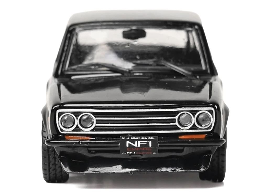 1971 Datsun 510 Black with Silver Stripes 1/64 Diecast Model Car by IXO Models view 4