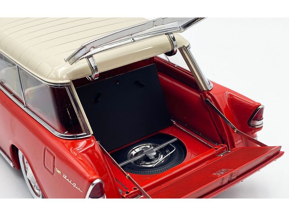 1955 Chevrolet Bel Air Nomad Red with Cream Top Limited Edition to 958 pieces Worldwide 1/18 Diecast Model Car by ACME view 4