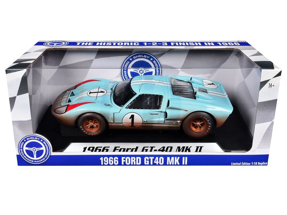 Ford GT40 MKII #1 Ken Miles - Denny Hulme "Shelby American" 2nd Place "24 Hours of Le Mans" (1966) "60th Anniversary of Historic 1-2-3 Finish" Series 1/18 Diecast Model Car by ACME
