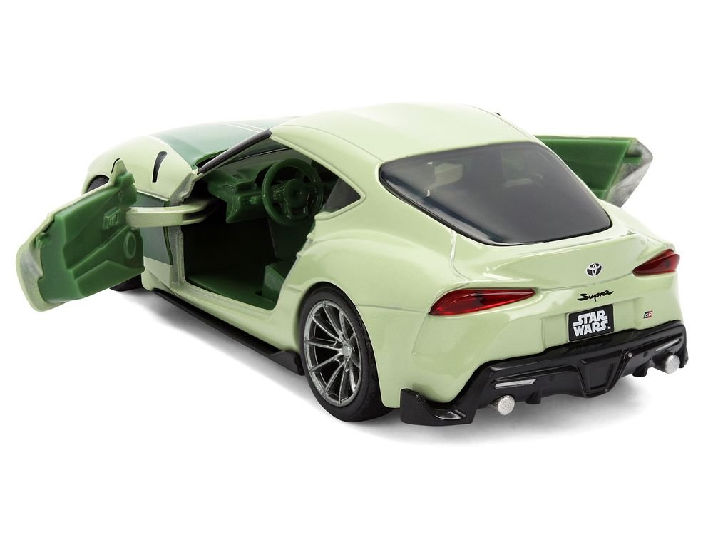 2020 Toyota GR Supra "Grogu" Livery Light Green with Green Graphics and Hood "Star Wars" Franchise "Hollywood Rides" Series 1/32 Diecast Model Car by Jada view 4