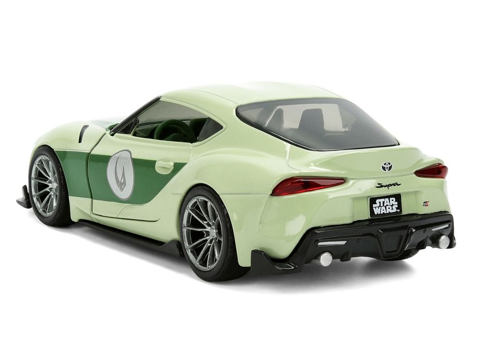 2020 Toyota GR Supra "Grogu" Livery Light Green with Green Graphics and Hood "Star Wars" Franchise "Hollywood Rides" Series 1/32 Diecast Model Car by Jada view 5