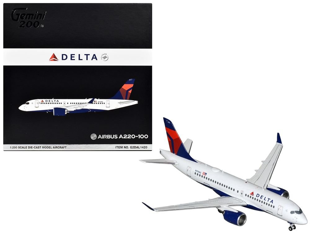 Airbus A220-100 Commercial Aircraft "Delta Air Lines" (N111NG) White with Blue and Red Tail "Gemini 200" Series 1/200 Diecast Model Airplane by GeminiJets