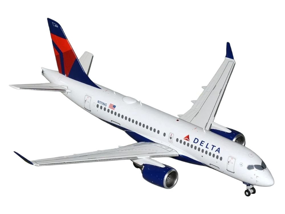 Airbus A220-100 Commercial Aircraft "Delta Air Lines" (N111NG) White with Blue and Red Tail "Gemini 200" Series 1/200 Diecast Model Airplane by GeminiJets view 2