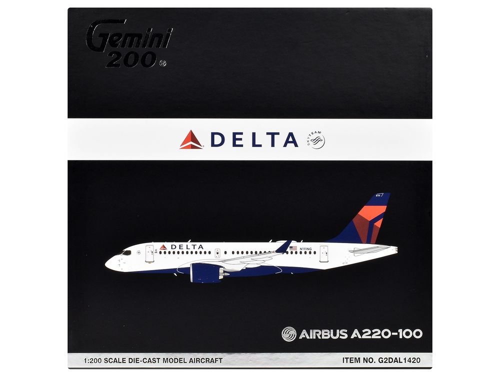 Airbus A220-100 Commercial Aircraft "Delta Air Lines" (N111NG) White with Blue and Red Tail "Gemini 200" Series 1/200 Diecast Model Airplane by GeminiJets view 3