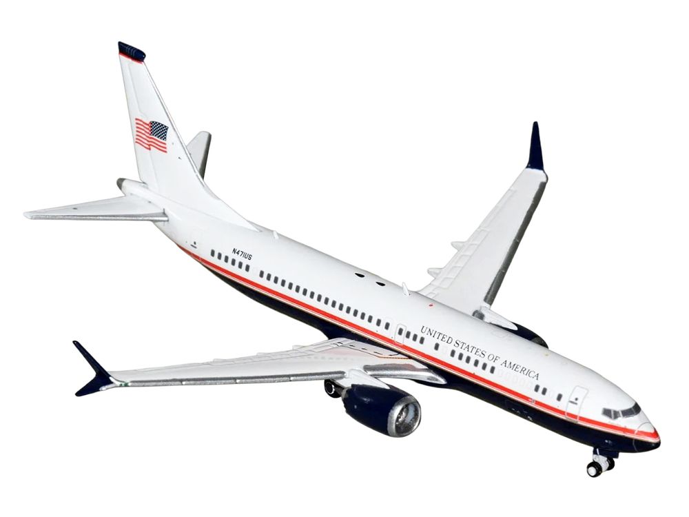 Boeing 737 MAX 8 BBJ Transport Aircraft "United States Department of Homeland Security" (N471US) White and Blue with Red Stripes 1/400 Diecast Model Airplane by GeminiJets view 2