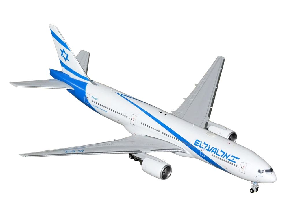 Boeing 777-200ER Commercial Aircraft "El Al Airlines" (4X-ECE) White with Blue Stripes 1/400 Diecast Model Airplane by GeminiJets view 2