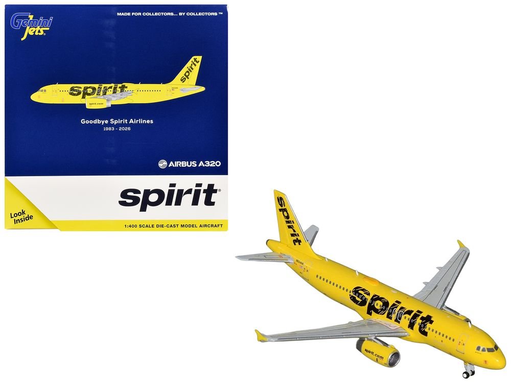 Airbus A320 Commercial Aircraft "Spirit Airlines" (N604NK) Yellow 1/400 Diecast Model Airplane by GeminiJets