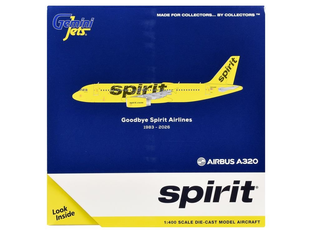 Airbus A320 Commercial Aircraft "Spirit Airlines" (N604NK) Yellow 1/400 Diecast Model Airplane by GeminiJets view 3