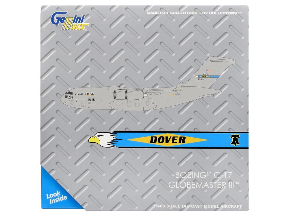 Boeing C-17 Globemaster III Transport Aircraft "Dover AFB" (77169) United States Air Force "Gemini Macs" Series 1/400 Diecast Model Airplane by GeminiJets view 3