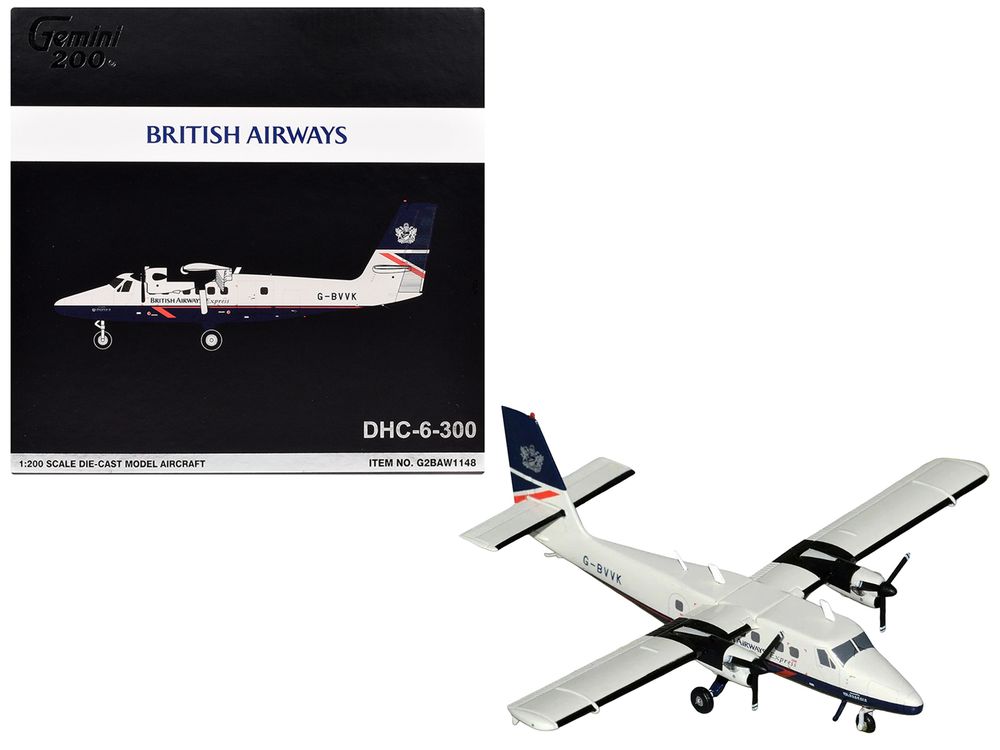 De Havilland DHC-6-300 Commercial Aircraft "British Airways Express" (N803AK) Gray with Blue Tail "Gemini 200" Series 1/200 Diecast Model Airplane by GeminiJets