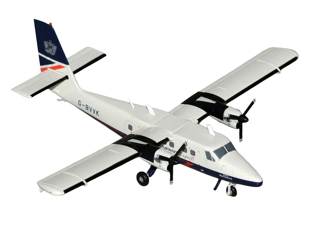 De Havilland DHC-6-300 Commercial Aircraft "British Airways Express" (N803AK) Gray with Blue Tail "Gemini 200" Series 1/200 Diecast Model Airplane by GeminiJets view 2