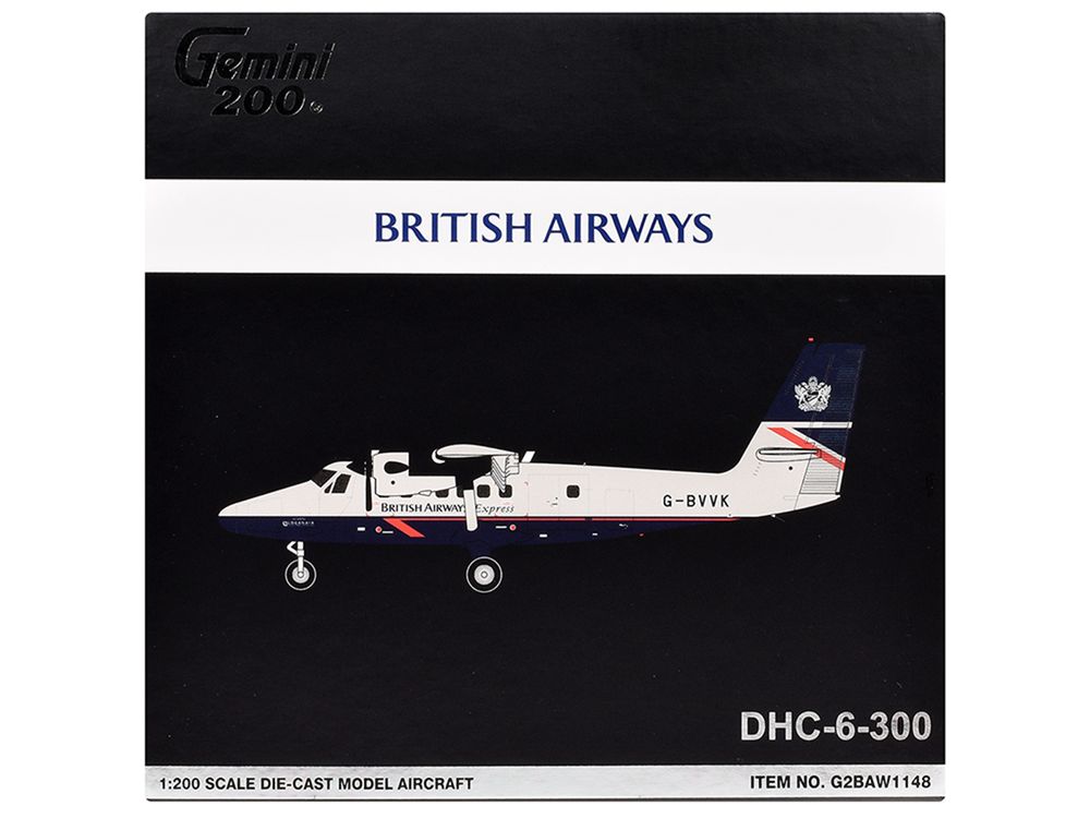 De Havilland DHC-6-300 Commercial Aircraft "British Airways Express" (N803AK) Gray with Blue Tail "Gemini 200" Series 1/200 Diecast Model Airplane by GeminiJets view 3