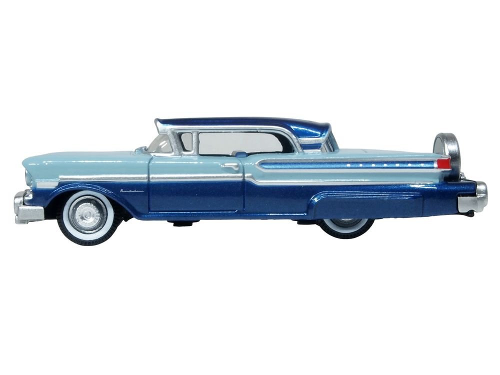 1957 Mercury Montclair Nantucket Blue Metallic and Pacific Blue Two-Tone 1/87 (HO) Scale Diecast Model Car by Oxford Diecast view 3