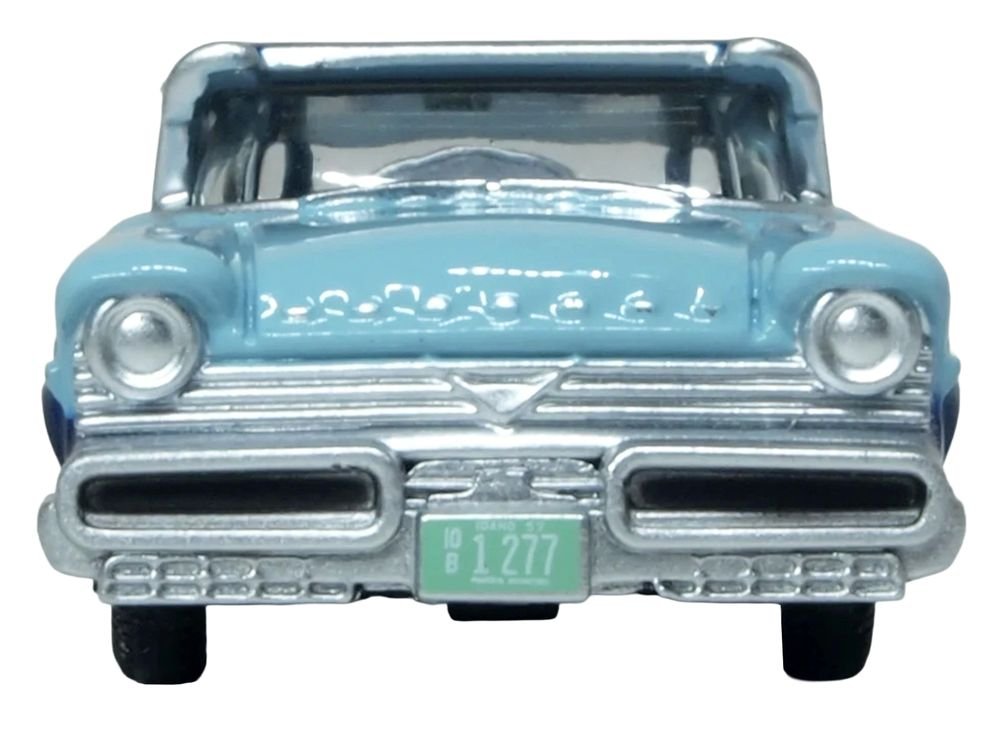 1957 Mercury Montclair Nantucket Blue Metallic and Pacific Blue Two-Tone 1/87 (HO) Scale Diecast Model Car by Oxford Diecast view 4