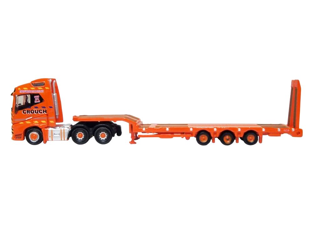 Volvo FH4 Truck RHD (Right Hand Drive) with Low Boy Trailer "Crouch Recovery" Orange with Graphics 1/148 (N) Scale Diecast Model Car by Oxford Diecast view 3