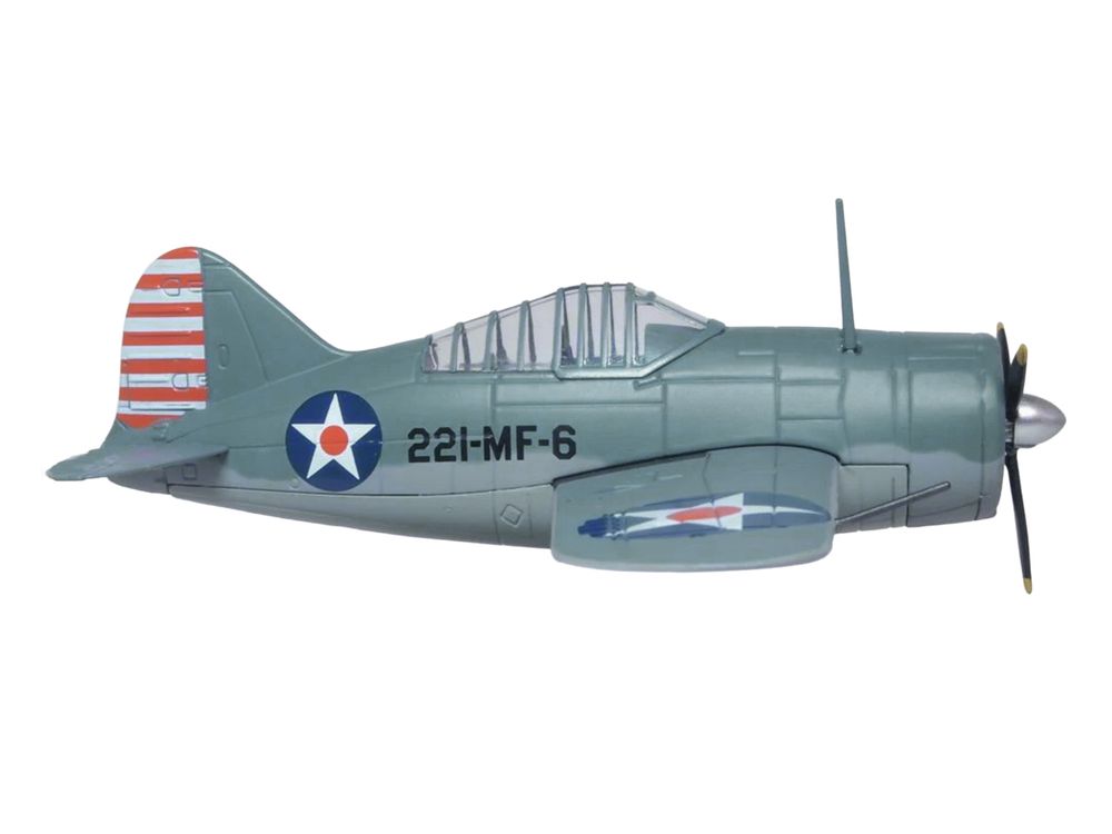 Brewster Buffalo F2A-3 Fighter Aircraft "VMF-221 MCAS Ewa Hawaii" (1941) United States Marine Corps "Oxford Aviation" Series 1/72 Diecast Model Airplane by Oxford Diecast view 2