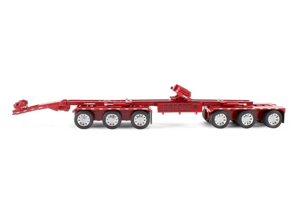 Peterbilt 379 with 70" Mid-Roof Sleeper and Fontaine Magnitude Lowboy with Bunk and ERMC 6-Axle Hydra Steer with Bridge Beam Section Load "Mammoet" Black with Red Stripes 1/64 Diecast Model by DCP/First Gear view 4