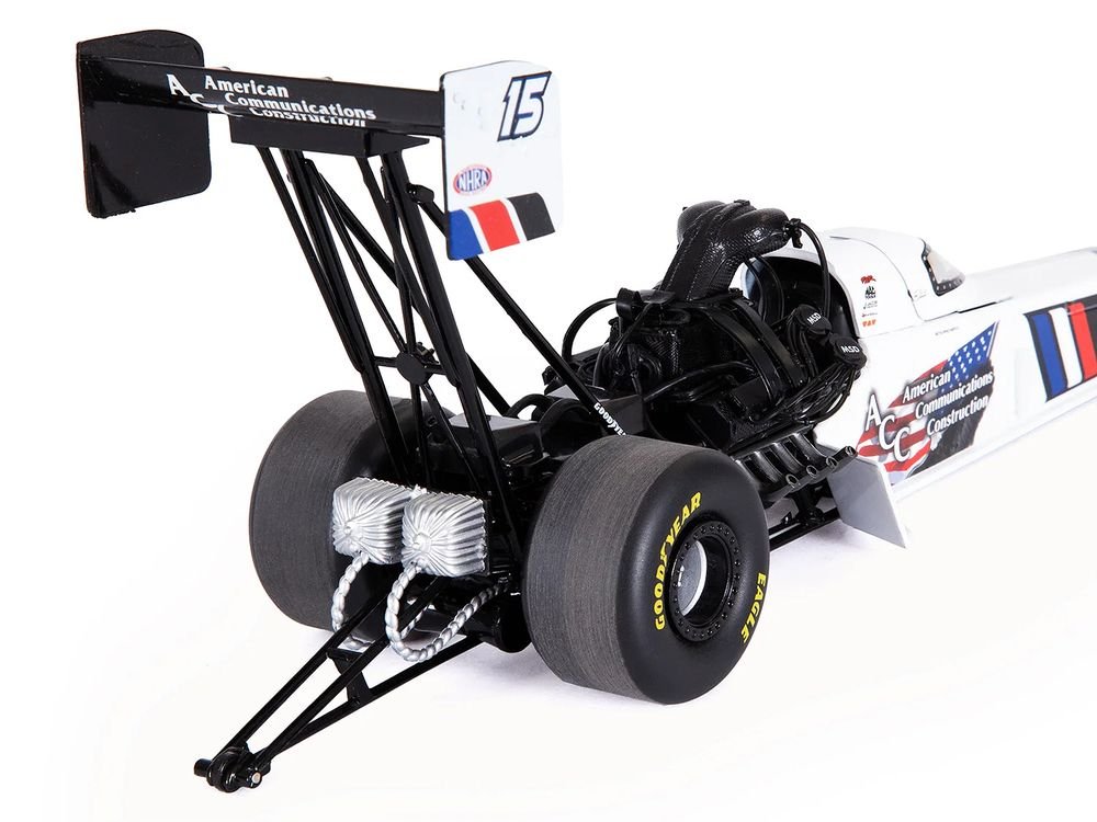 NHRA TFD (Top Fuel Dragster) #15 Tony Schumacher "American Communications Construction" White with Graphics (2026) 1/24 Diecast Model Car by Auto World view 4