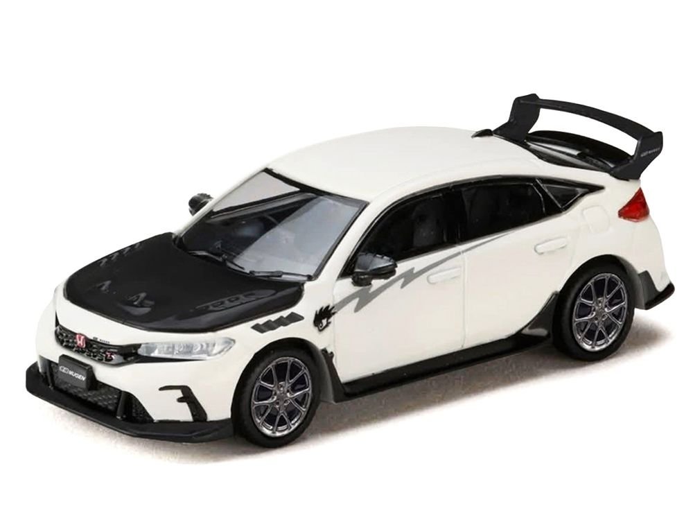 Honda Civic Type R (FL5) RHD (Right Hand Drive) Championship White with Carbon Hood "MUGEN Group B" (2025) "JDM64" Series by Hobby Japan view 2