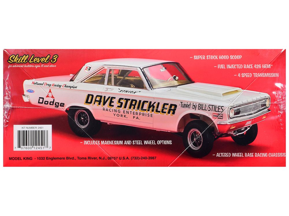 Skill 3 Model Kit Dave Strickler's 1965 Dodge AWB Funny Car 1/25 Scale Model by Moebius view 2