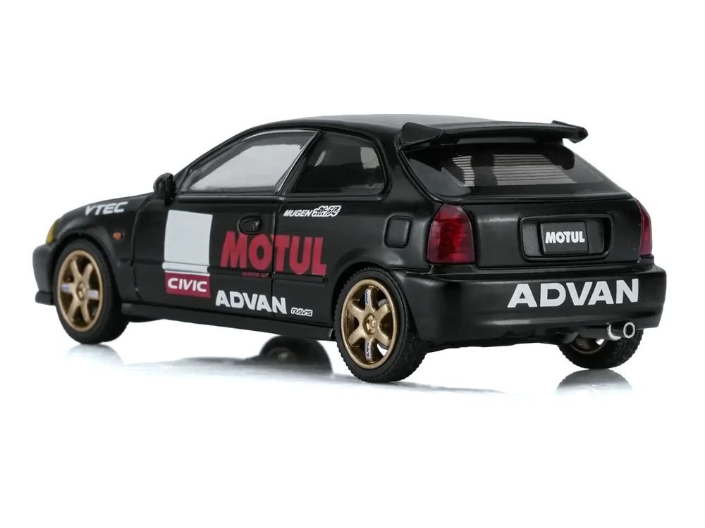 Honda Civic Type R (EK9) RHD (Right Hand Drive) "No Good Racing - Motul" Matt Black 1/64 Diecast Model Car by MotorHelix view 4