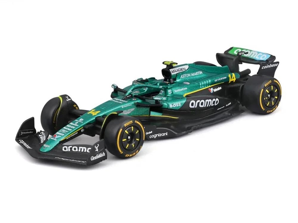Aston Martin AMR25 #14 Fernando Alonso "Aramco" Formula One F1 World Championship (2025) "Race" Series 1/43 Diecast Model Car by Bburago view 2