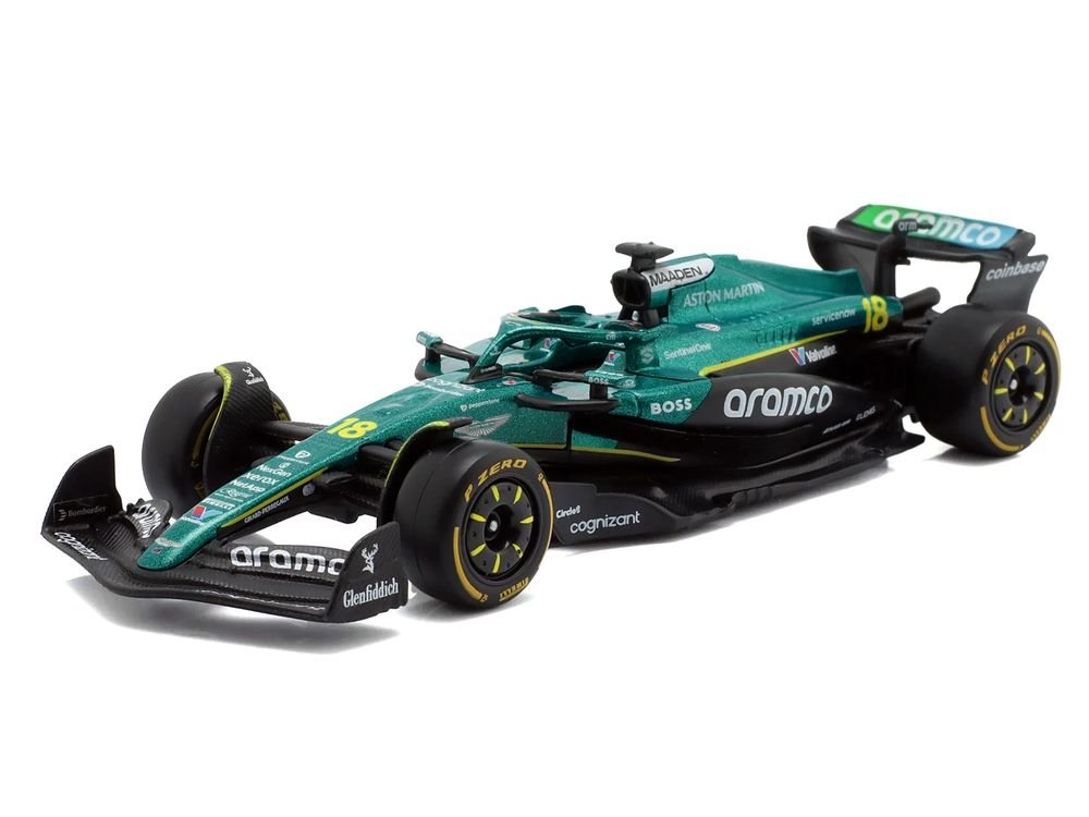 Aston Martin AMR25 #18 Lance Stroll "Aramco" Formula One F1 World Championship (2025) "Race" Series 1/43 Diecast Model Car by Bburago view 2