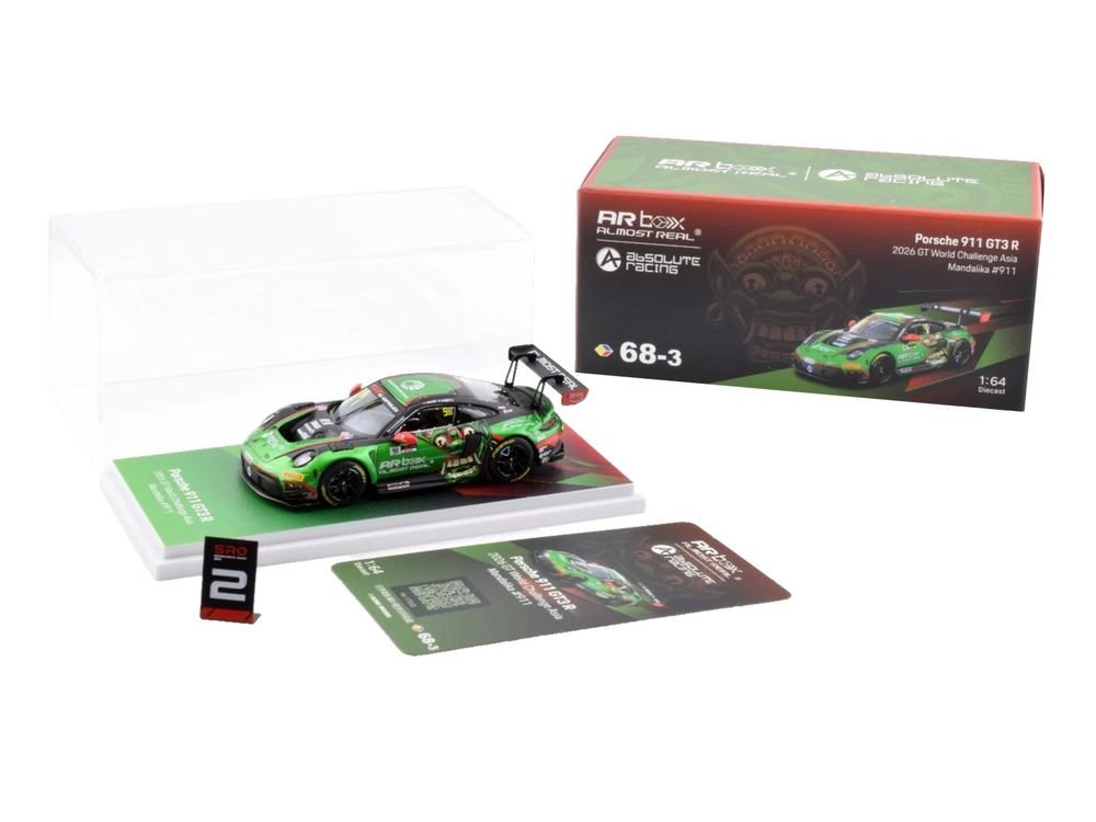 Porsche 911 GT3 R (992) #911 Alessandro Ghiretti - Huang Ruohan "Absolute Racing" "GT World Challenge Asia - Mandalika" (2026)  1/64 Diecast Model Car by Almost Real view 4