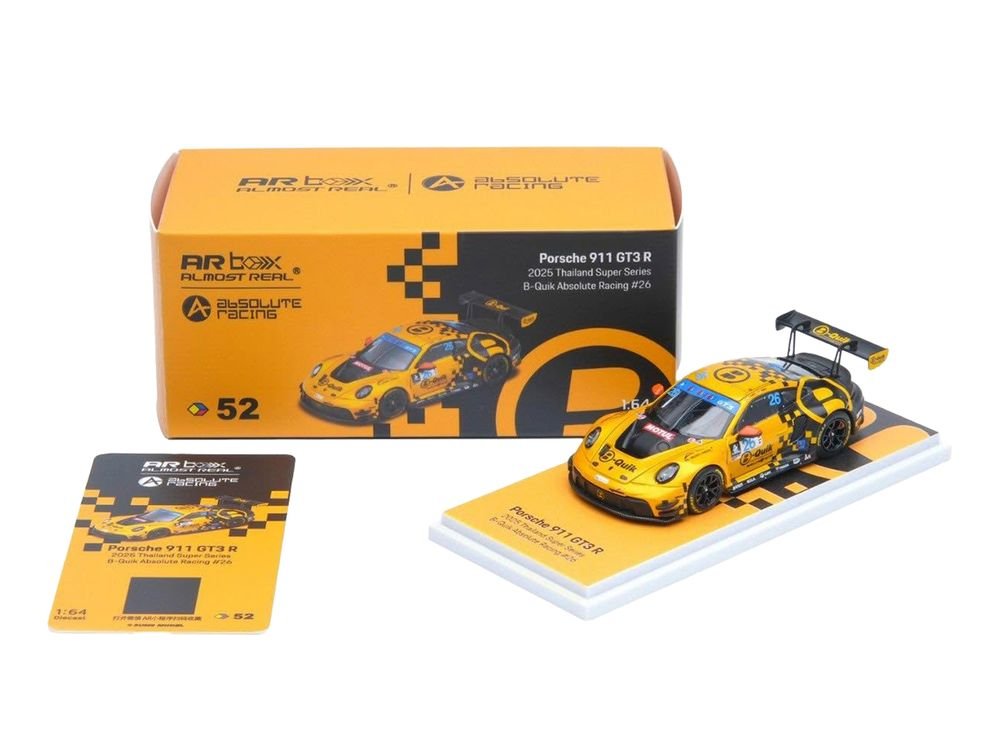 Porsche 911 GT3 R (992) #26 Henk Kiks - Sandy Stuvik "B-Quik Absolute Racing" "Thailand Super Series" (2025) 1/64 Diecast Model Car by Almost Real view 5