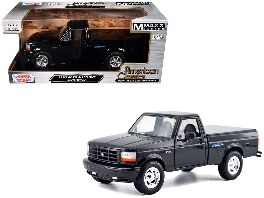 1993 Ford F-150 SVT Lightning Pickup Truck Black "Maxx Design" Series 1/24 Diecast Model Car by Motormax