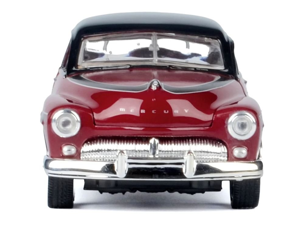 1949 Mercury Coupe Red Metallic with Black Top and Gray Graphics "Kult Klassics" Series 1/24 Diecast Model Car by Motormax view 3