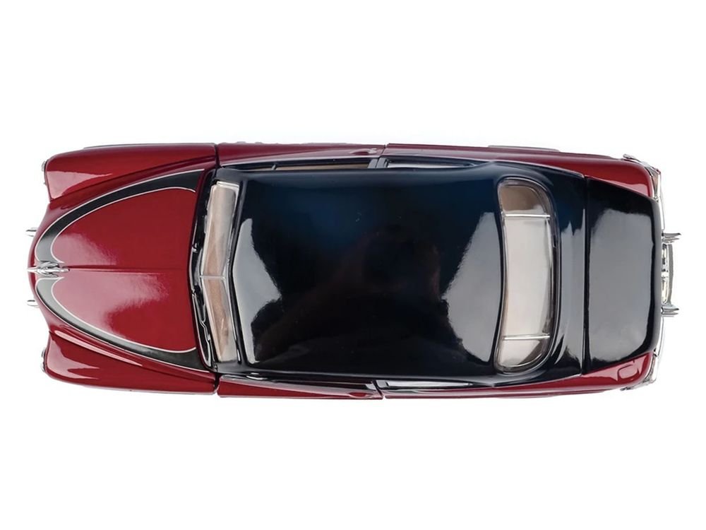 1949 Mercury Coupe Red Metallic with Black Top and Gray Graphics "Kult Klassics" Series 1/24 Diecast Model Car by Motormax view 5