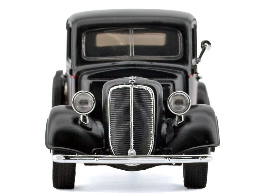 1937 Ford Pickup Truck Matt Black with Red Flame Graphics "Kult Klassics" Series 1/24 Diecast Model Car by Motormax view 3